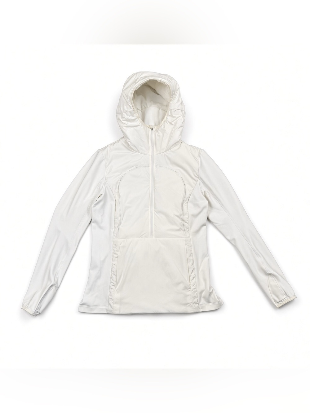 Lululemon Womens White Half Zip Hooded Running Jacket Lightweight Size 4-6